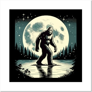 Moon Bigfoot Sasquatch Cool Bigfoot Posters and Art